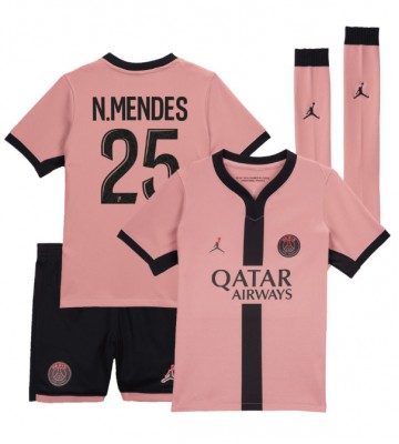 Paris Saint-Germain Nuno Mendes #25 Tredje Kläder Barn 2024-25 Kortärmad (+ Korta byxor)